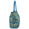 9200 -TURQUOISE & GOLD TRELLIS DESIGN CANVAS TOTE BAG